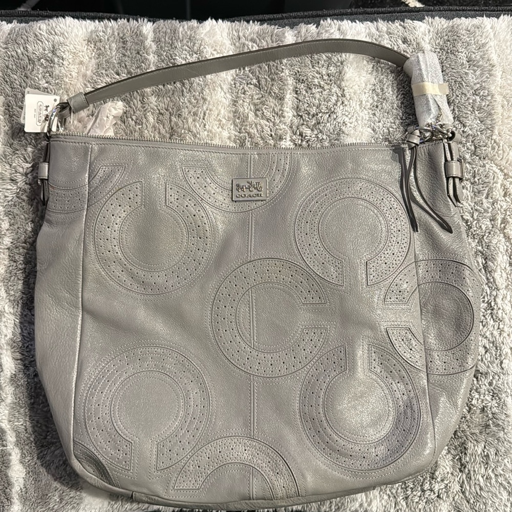 Silver coach shoulder bag